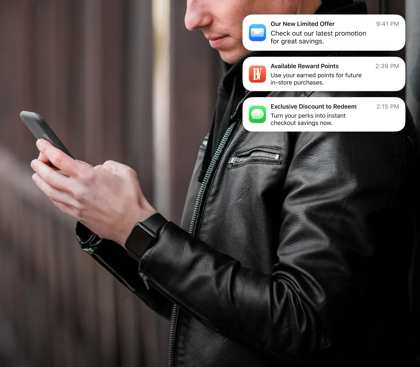 Connexup restaurant customer receiving personalized promotional offer on mobile phone